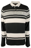 Men's Long Sleve Striped Polo Shirt Blk X-Large