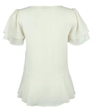 Michael Kors Womens Embellished Peplum Blouse Ivory XS
