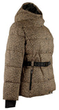 Michael Kors Women's Hooded Leopard Print Belted Puffer Coat Jacket Medium