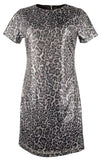 Women's Sequin Animal Print T-Shirt Mini Dress X-Small