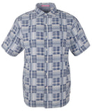 Tommy Bahama Men's Patchwork in Paradise Short Sleeve Button Down Shirt Monaco Blue Medium