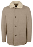 Michael Kors Men's Faux Shearling Collar Wool Blend Jacket