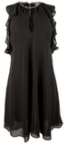 Women's Chain Trim Keyhole Neckline Halter Dress Blk X-Small