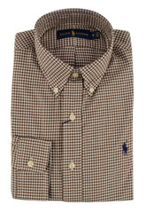 Men's Classic Fit Checked Twill Dress Shirt-E-XS Espresso