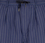 Polo Ralph Lauren Men's Tailored Prepster Pinstriped Linen Blend Slim Fit Drawstring Pants Large Navy