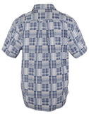 Camisa Tommy Bahama de manga corta con botones y diseño patchwork Paradise para hombre, color azul Mónaco (talla mediana)