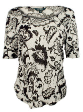 Lauren Ralph Lauren Women's Petite Paisley Printed Linen T Shirt
