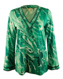 Michael Kors Women's Long Sleeve Printed V Neck Tunic Top