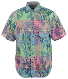 Tommy Bahama Men's Madras in Paradise Short Sleeve Shirt Blue Canal Small