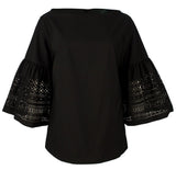 Lauren Ralph Lauren Women's Petite Laser Cut Bell Sleeve Top
