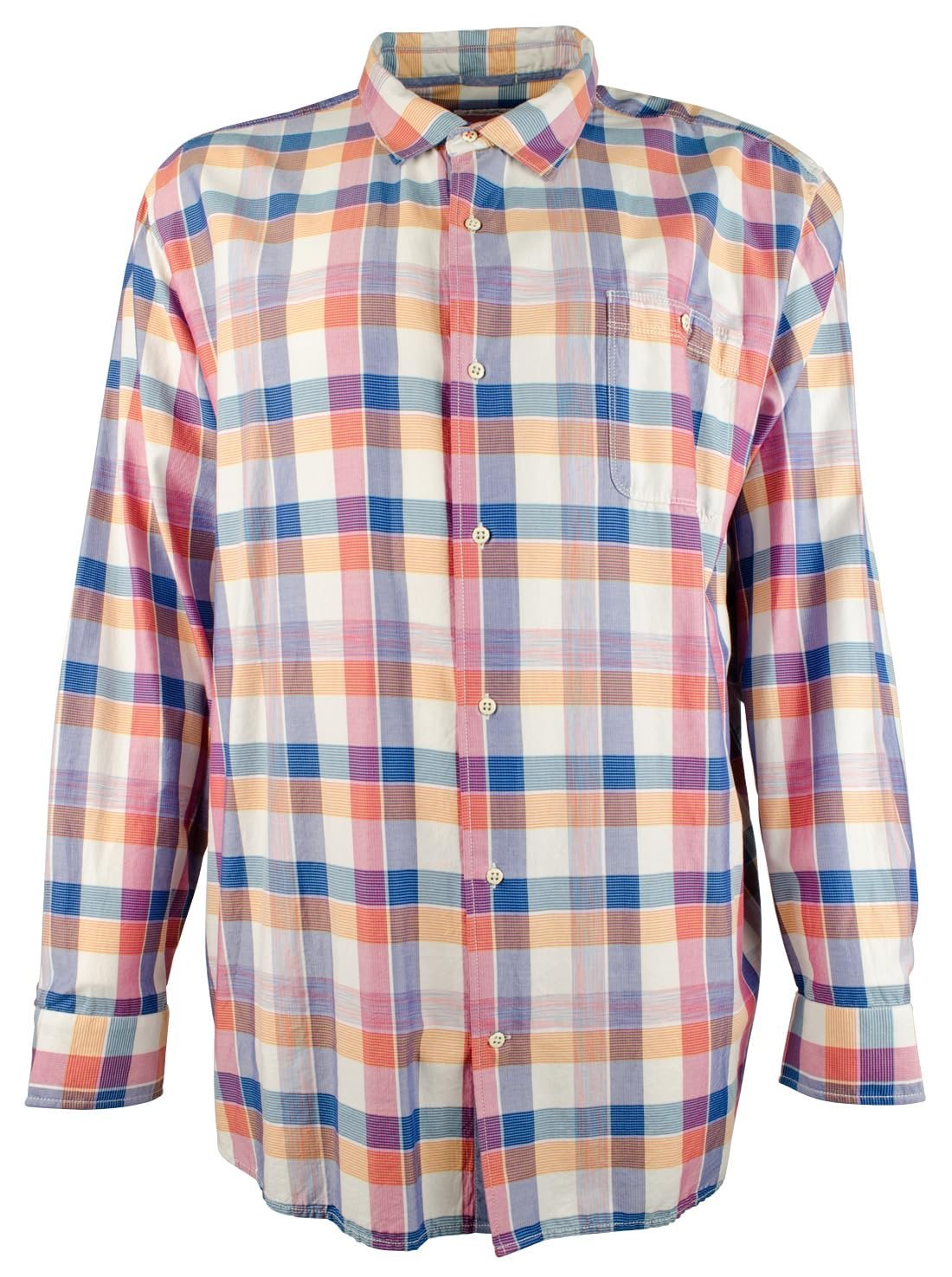 Tommy Bahama Men's Big & Tall Mendocino Plaid Long Sleeve Shirt PCrl 4XLT