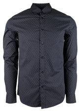 Michael Kors Men's Print Allover Stretch Slim Fit Long Sleeve Shirt Mdnt Small Midnight