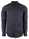 Michael Kors Men's Print Allover Stretch Slim Fit Long Sleeve Shirt Mdnt Small Midnight