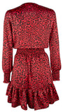 Women's Plus Size Long Sleeve Satin Wildcat Smock Dress 3X Crimson