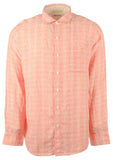 Tommy Bahama Men's Ventana Plaid Linen Long Sleeve Button Down Shirt XL Dark Coral