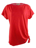 Michael Kors Women's Plus size Striped Short Sleeve Side Tie Top-RP-3X