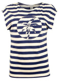 Tommy Bahama Women's Seaport Stripe Palm Embell T-Shirt Island Navy X-Small