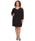 Michael Kors Tweed Haberdashery Print Georgette Cold Shoulder Midi Dress