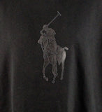 POLO RALPH LAUREN Men's Big & Tall Long Sleeve Leather-Pony Fleece Sweatshirt 4XLT Black
