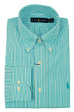 Men's Crisp Poplin Striped Button Down Shirt-BW-BW-16 ½ -32/33 Green/White