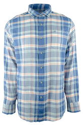 Men's Trim Fit Plaid Button Down Shirt-DB-S Dutch Blue
