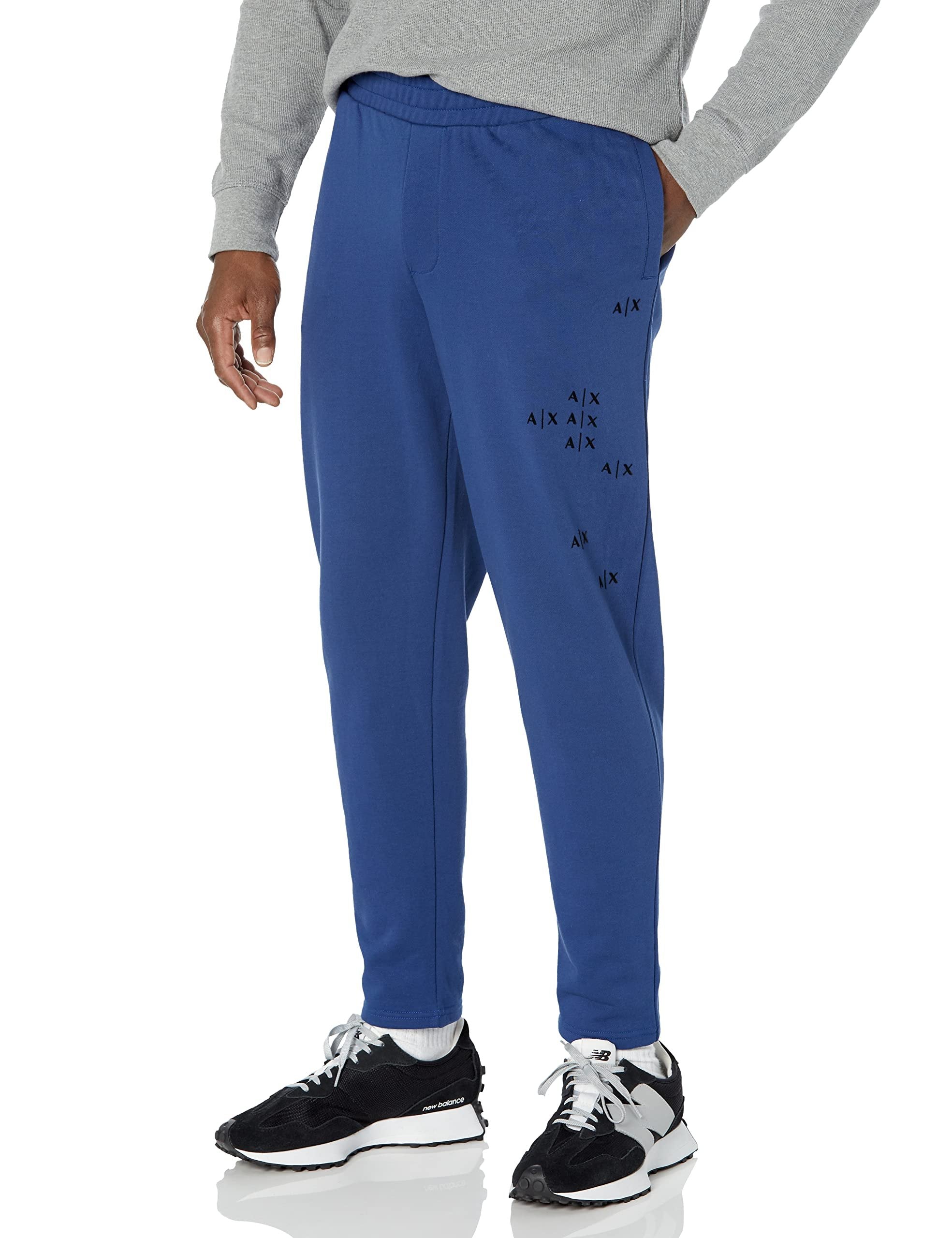 Armani Exchange Men's Falling Logo Elastic Waistband Trousers Armani Exchange Men's Falling Logo Elastic Waistband Trousers