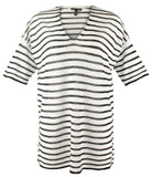 Eileen Fisher Women's Striped V Neck Short Sleeve Sweater