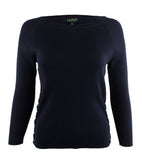 Ralph Lauren Women's Petite Lace Up Sides Ribbed Sweater-CN-PS