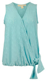 Michael Kors Plus Size Eyelet Wrap Top Turquoise 0X (12W)