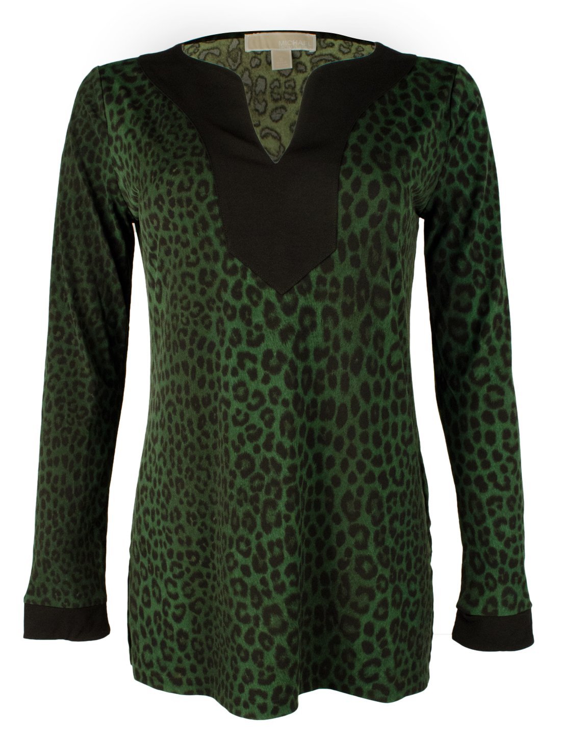 Michael Kors Women's Printed Jersey Knit V-Neck Tunic Shirt Blck XS Black