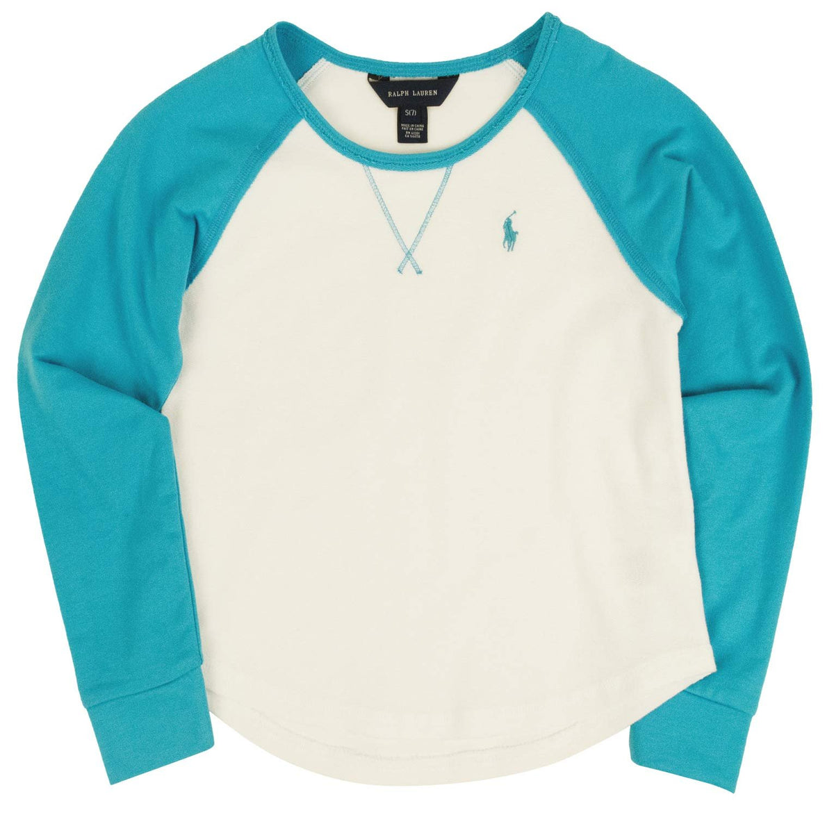 Camiseta de béisbol con el logotipo de Ralph Lauren para niñas de 5 a 7 años (azul DB-5)