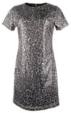 Women's Sequin Animal Print T-Shirt Mini Dress X-Small