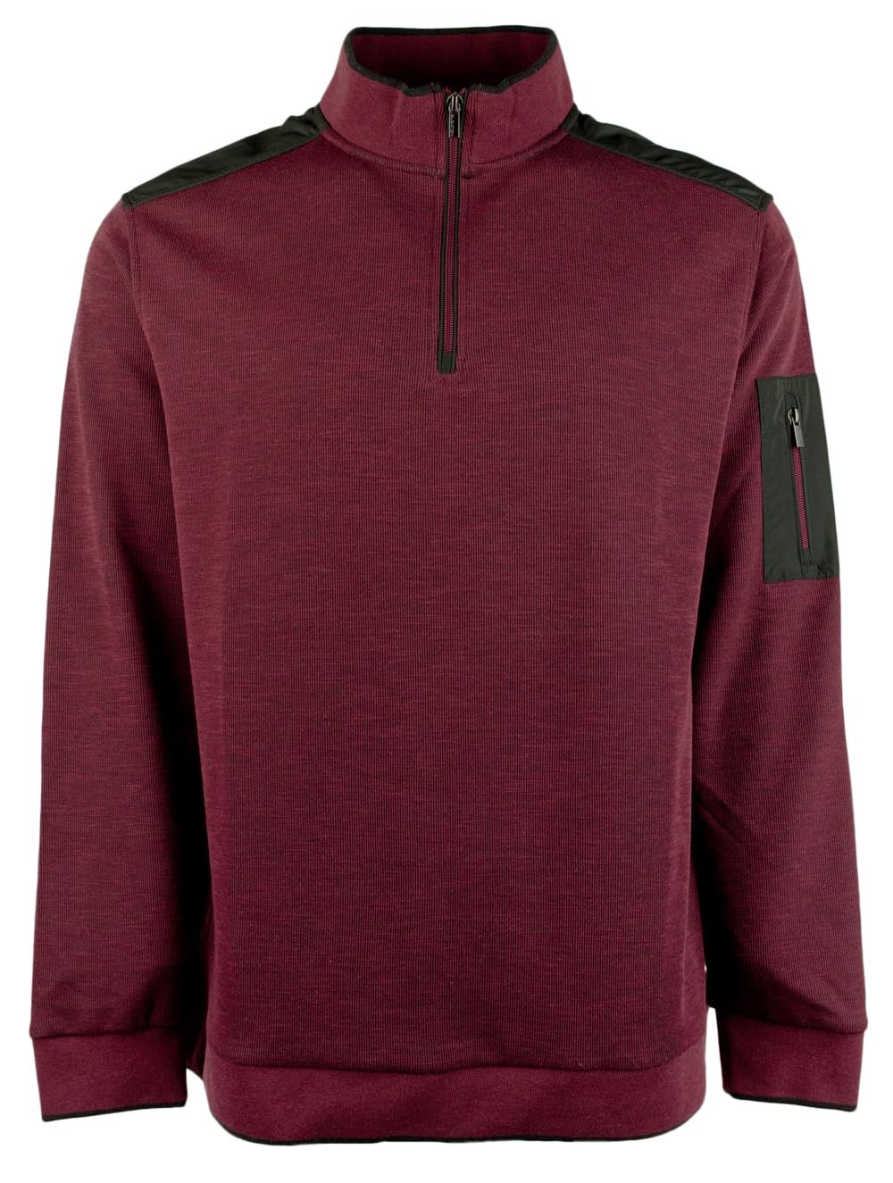 Bugatchi Men's Long Sleeve Quarter Zip Pullover Sweatshirt 2XL Burgundy