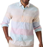 Tommy Bahama Long Sleeve Barbados Breeze Sail Stripe Linen Blend Camp Shirt