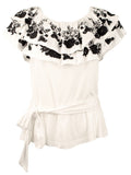 Lauren Ralph Lauren Women's Embroidered Jersey Off The Shoulder Blouse Top