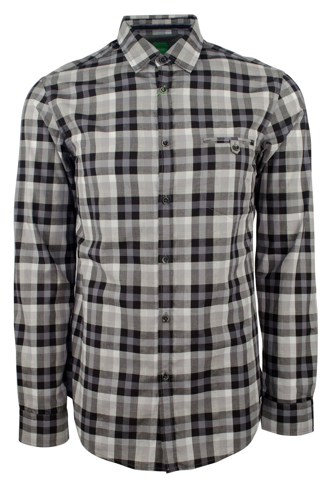 Hugo Boss Men's Green Label Blumas Slim Fit Button Down Shirt Black Gray