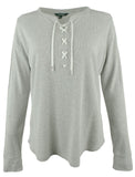 Lauren Ralph Lauren Women's Lace-Up Waffle-Knit Top-GH-XL
