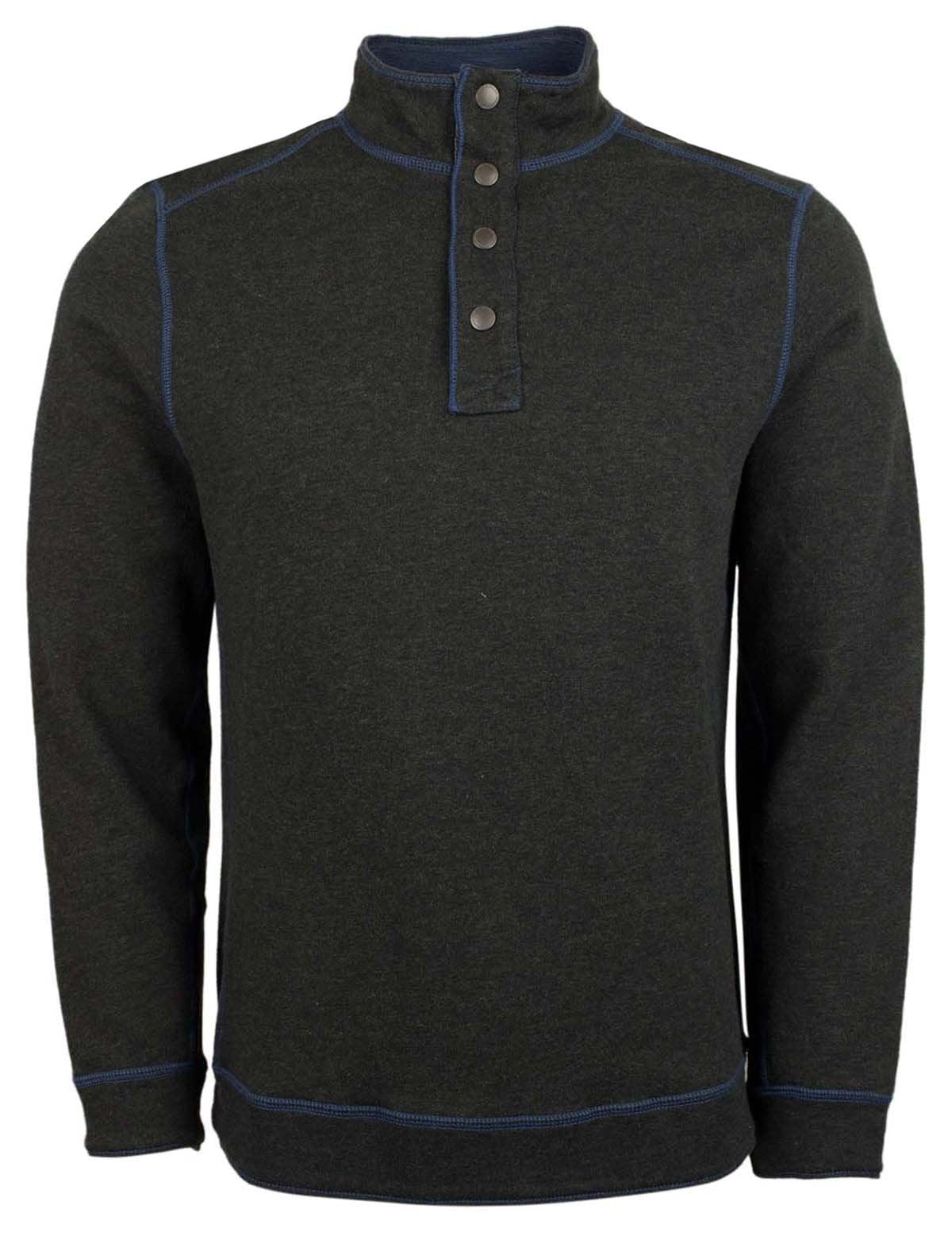 Tommy Bahama Men's Fliprider Snap Mock Reversible Pullover Sweatshirts Black Hthr Small