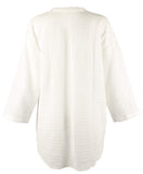 Eileen Fisher Organic Cotton Voile Box Stand Collar Slit Neck Top White MD