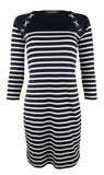 Lauren Ralph Lauren Women's Lace Up Shoulder Striped Dress NW XL