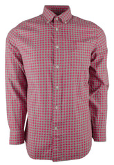 Men's Checkered Oxford Button Down Shirt-S-S Sangria