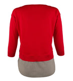 Petite Women's Contrast Layered Crewneck Sweater-FR-PXS