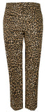 Michael Kors Women's Cheetah Print Stretch Twill Slim Leg Slit Hem Pants 2 Dark Camel
