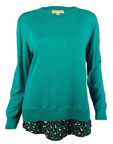 Women's Patterned Layered-Look Sweater Top-TB-XS Tile Blue Women's Patterned Layered-Look Sweater Top-TB-XS Tile Blue