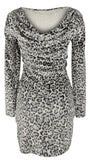Women's Plus Size Velvet Long Sleeve Cowl Back Dress 3X