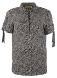Michael Kors Women's Animal Print Grommet and Tie Sleeve Top