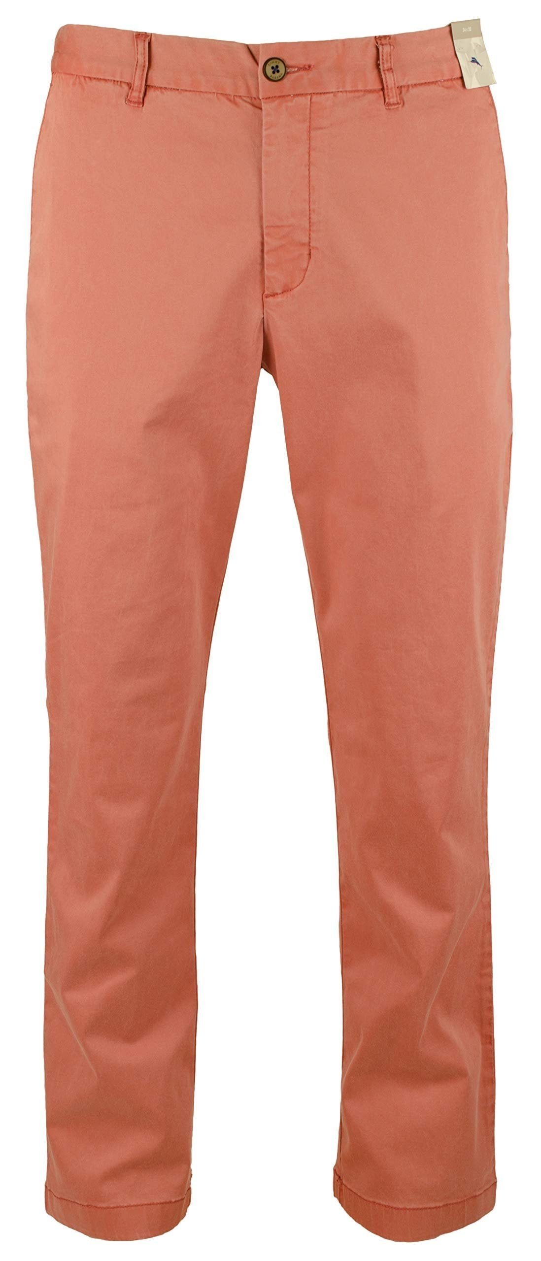 Pantalones chinos Tommy Bahama de corte plano para hombre, color rojo atardecer, 36 x 30