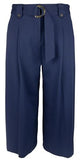 Ralph Lauren Women's Belted Pleated Ponte Cropped Pants XL Navy