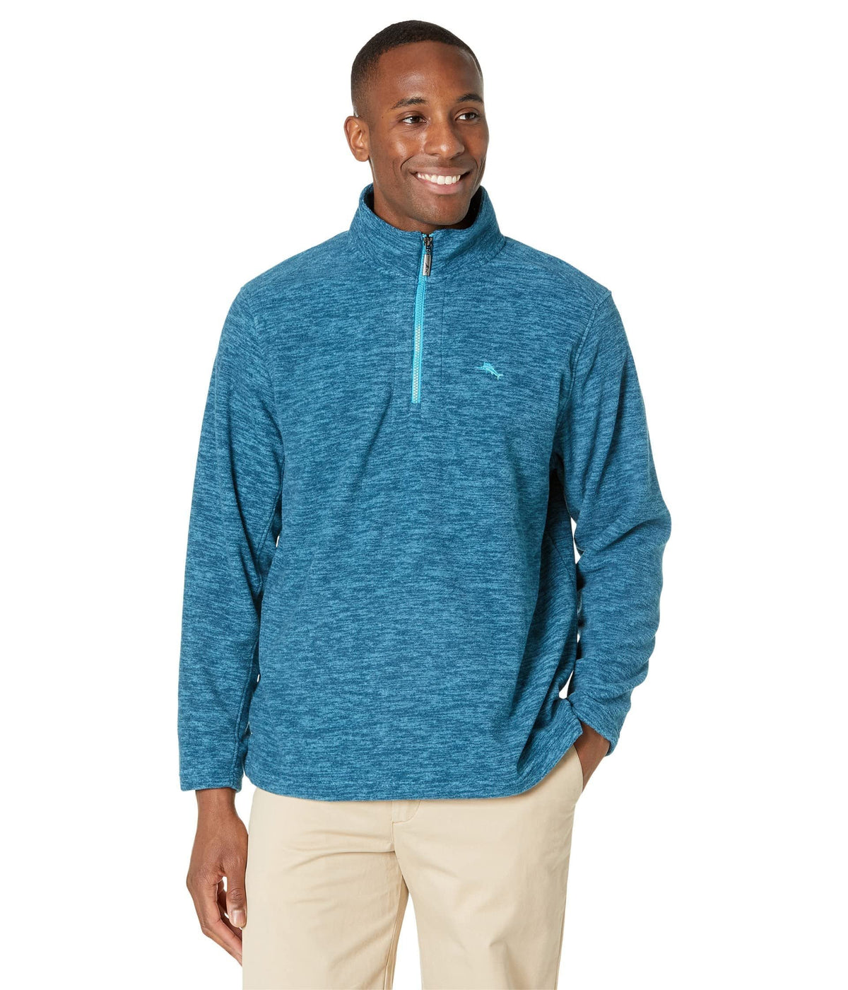 Tommy Bahama Men's Cloud Peak Half Zip Fleece Pullover At Sea 2XL