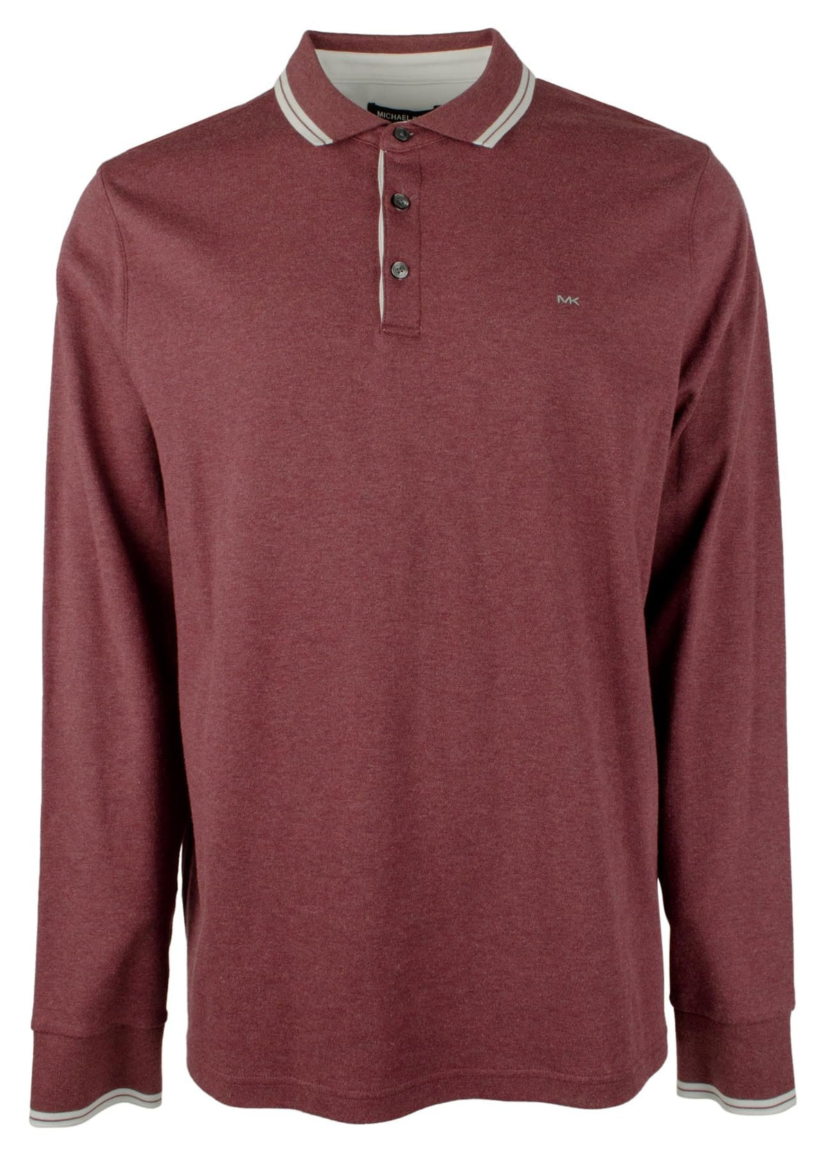 Michael Kors Men's Greenwich Cotton Long Sleeve Polo Shirt MHthr X-Large